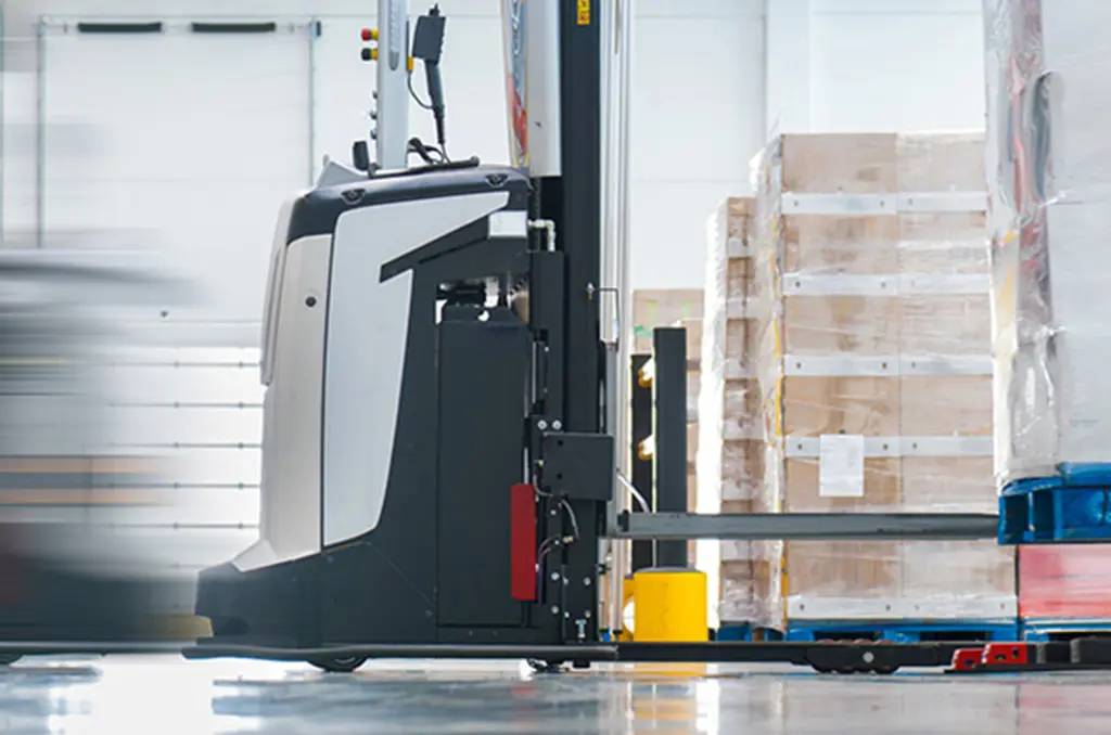AGV ขนย้ายพาเลทในคลังสินค้าเพื่อการจัดการวัสดุอัตโนมัติ